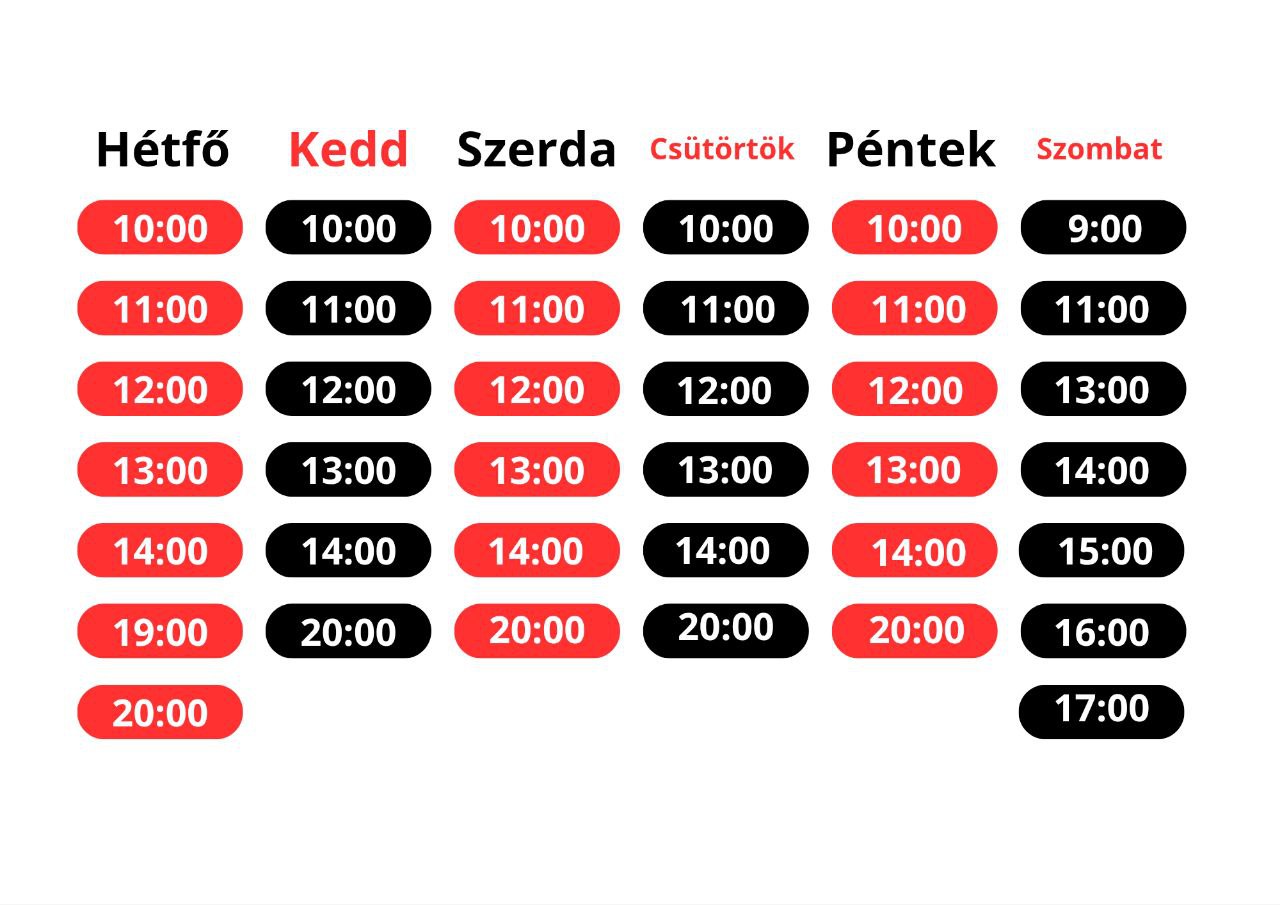 Masszázs időpont egyeztetési naptár
